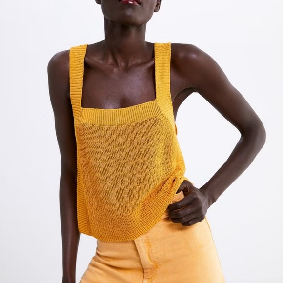 Yellow Knit Tank Top - Picture 1 of 6